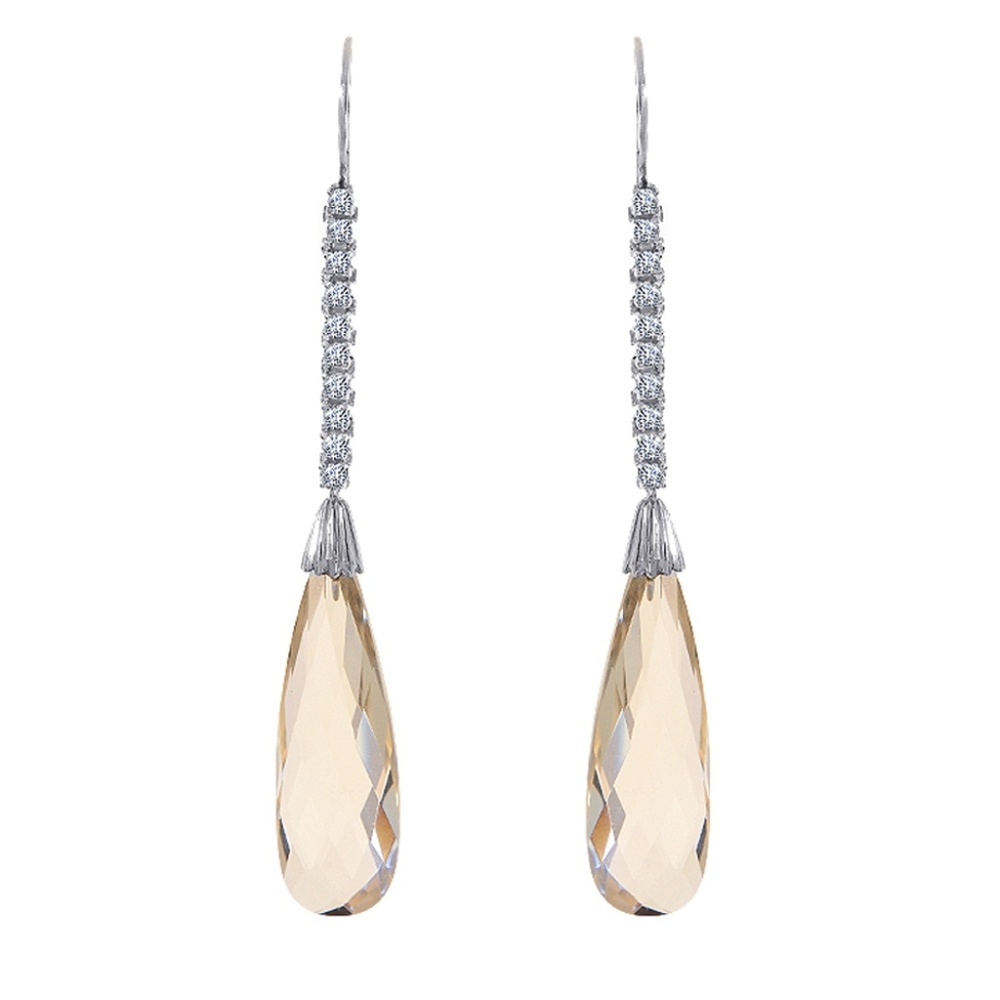 18.00 Ct Smoky Topaz & Diamond Teardrop Earrings
